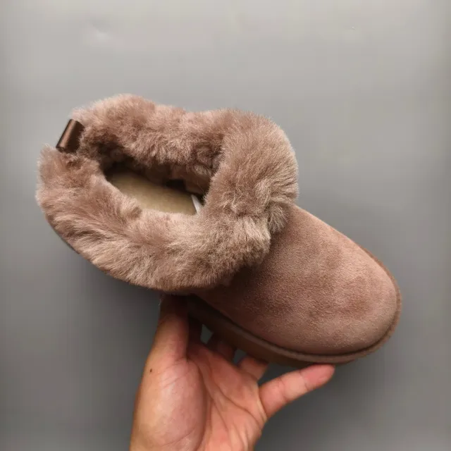 UGG Brown Shearling-Cuffed Suede Upper Snow Boots