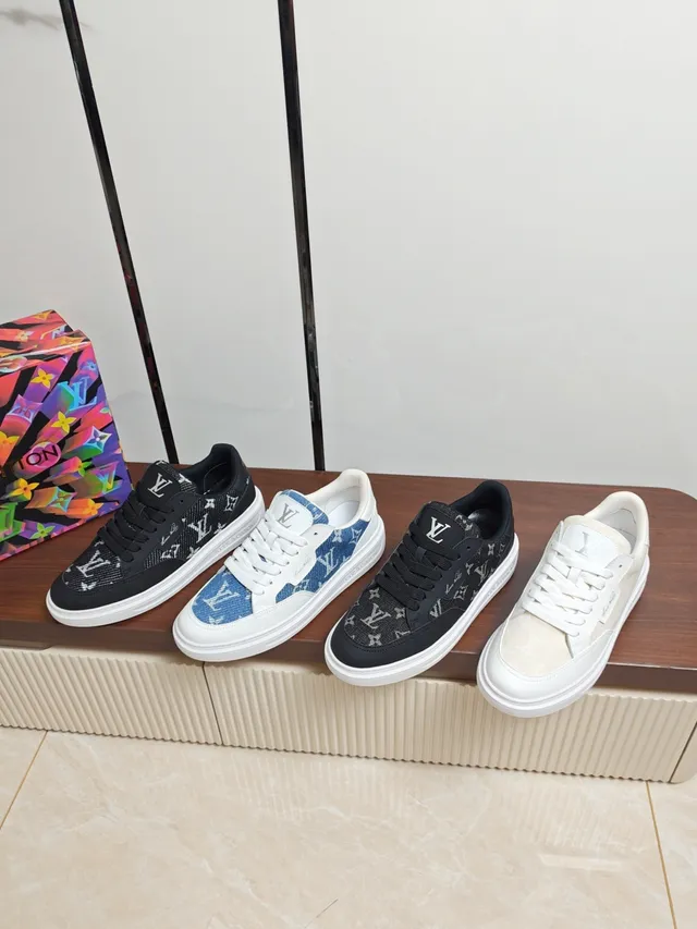 Louis Vuitton LV Trainer Black White Monogrammed Textile Upper Leather Overlays Lifestyle Sneakers