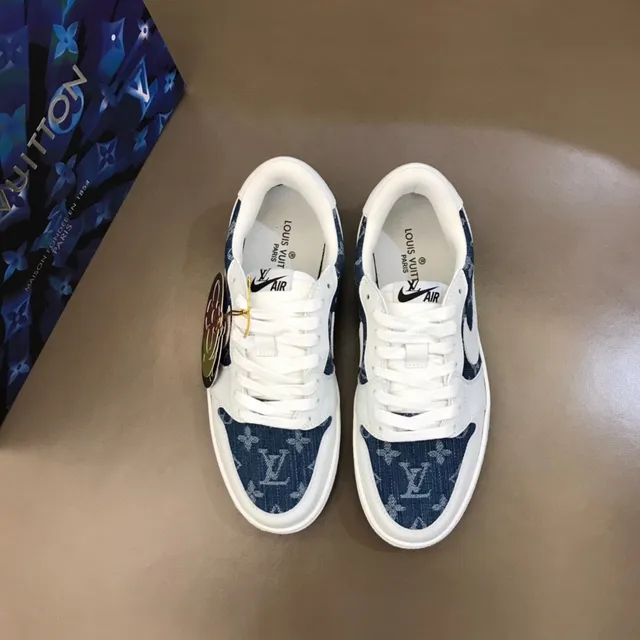 Nike Air Jordan 1 Low Denim-Print White Lifestyle Sneakers