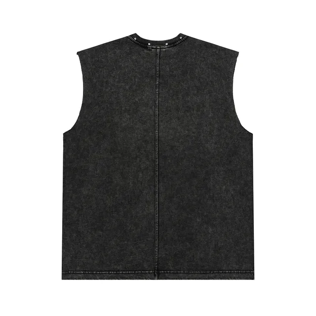 Army Green Black Sleeveless Graphic-Print Vest Top