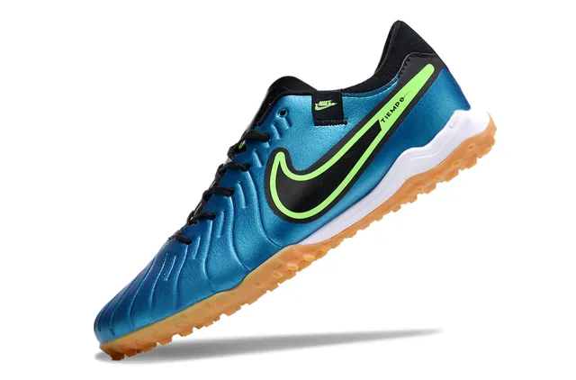 Nike Blue Green Metallic Synthetic Upper Neon Accent Stripe Indoor Soccer Shoes