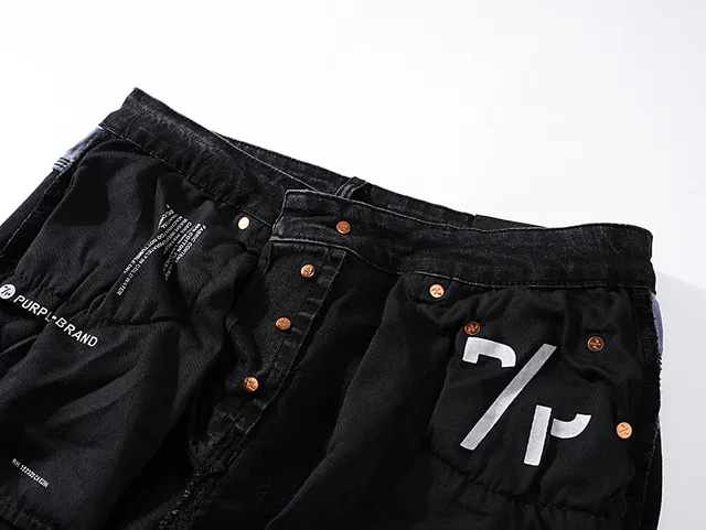 Purple Brand Distressed Paint-Splattered Black Denim Jeans