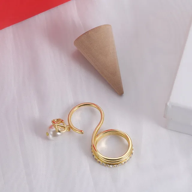 Valentino Gold White Pearl Accent Ring