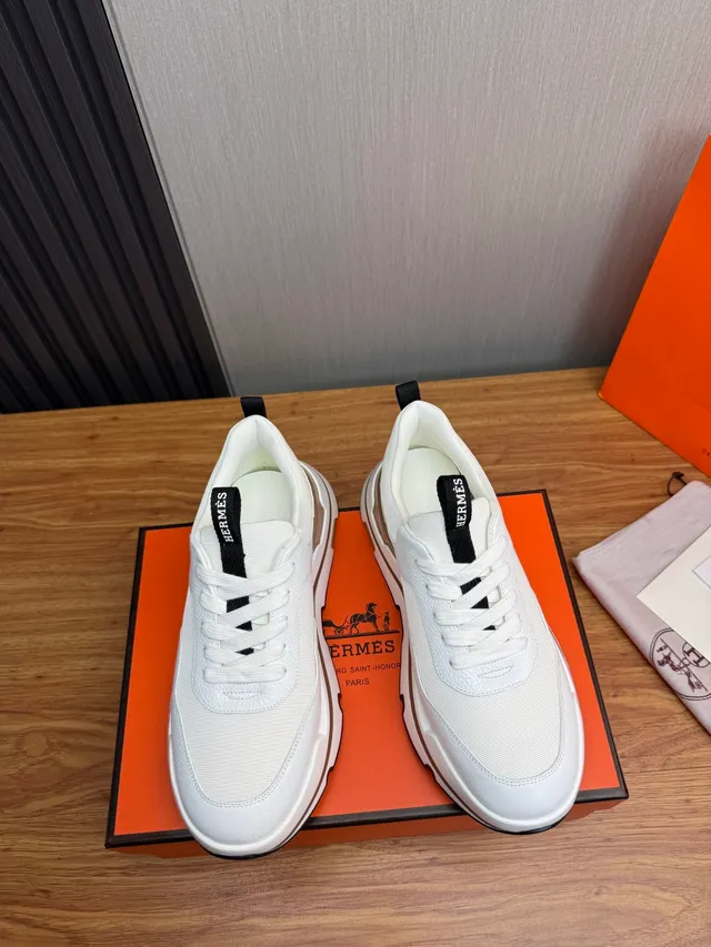 Hermès White and Tan Lifestyle Sneaker
