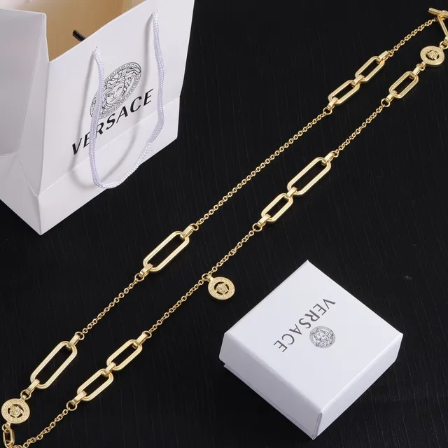 Versace Odissea Gold-Tone Paperclip Link Medusa Necklace