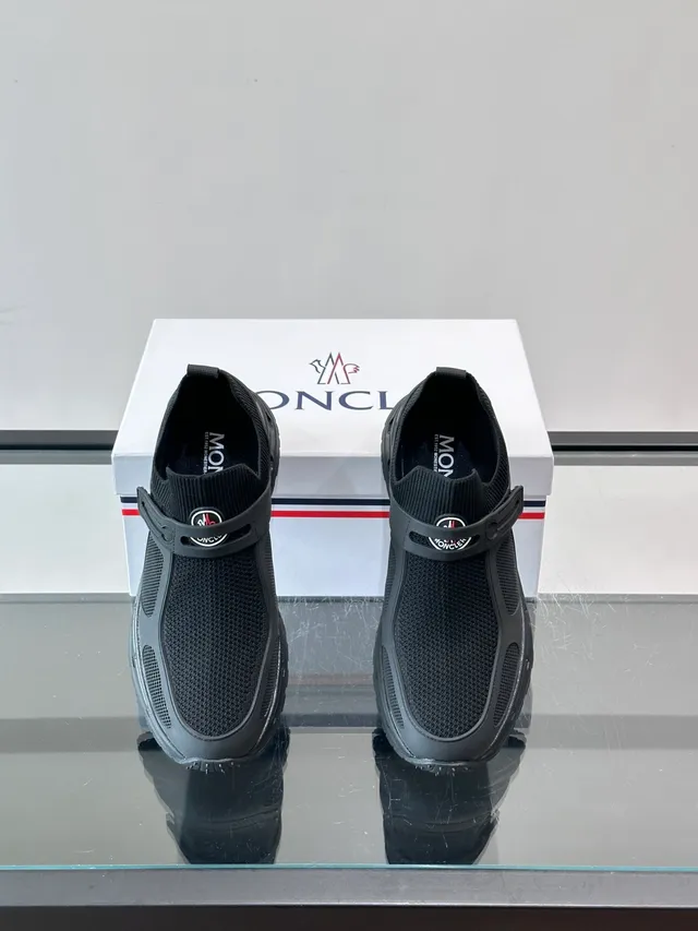 Moncler Black Slip-On Knit Lifestyle Sneakers