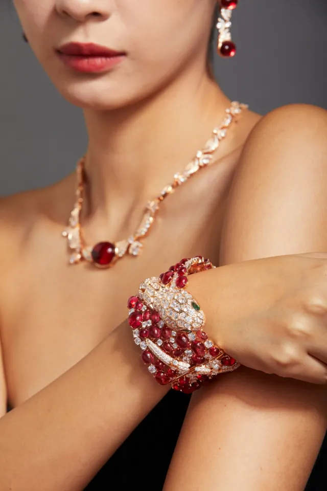 Bvlgari Serpenti Ruby and Diamond Coiled Snake Bracelet