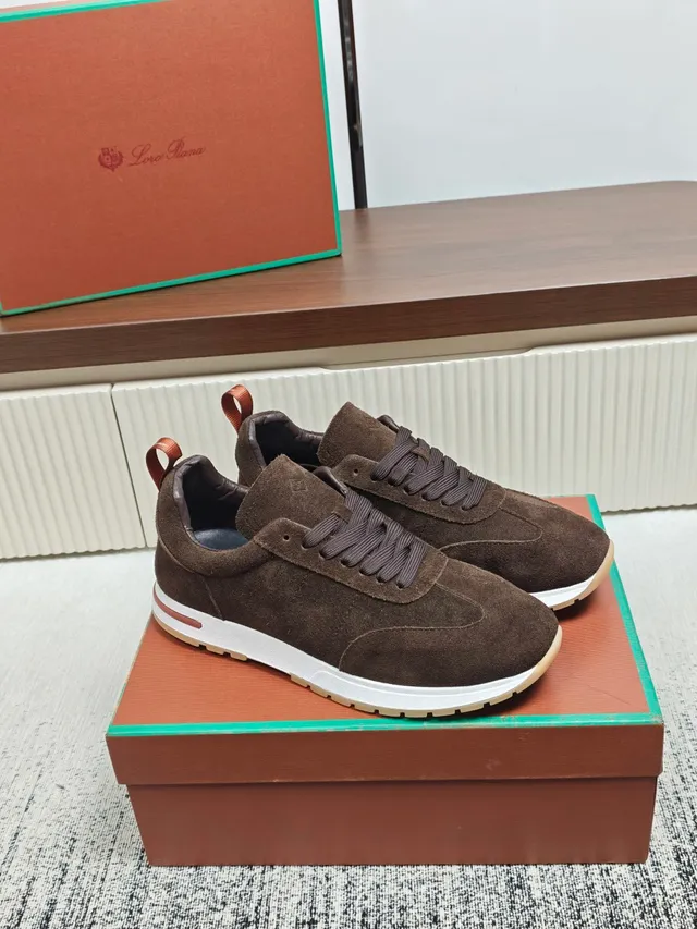 Loro Piana Brown Suede Low-Top Sneaker