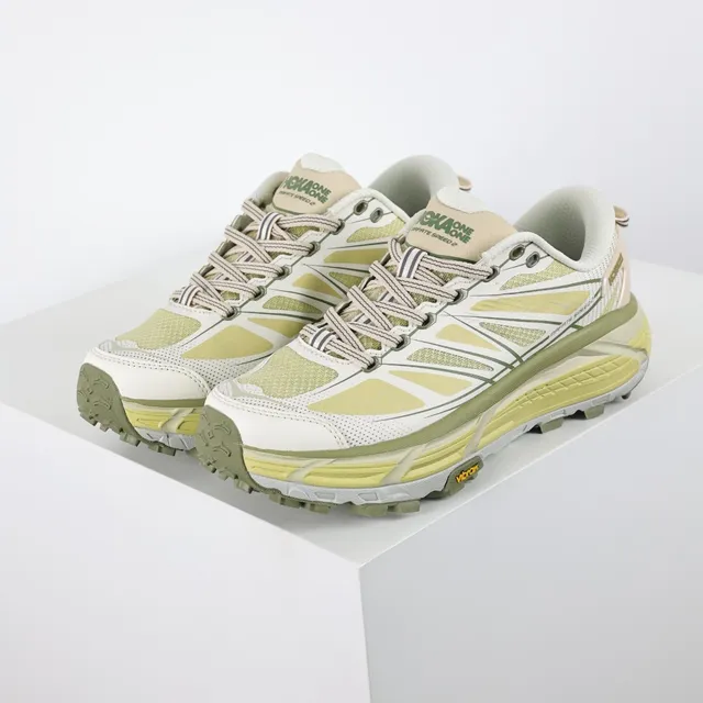 Hoka Mafate Speed Off-White and Pale Yellow Trail Running Shoes