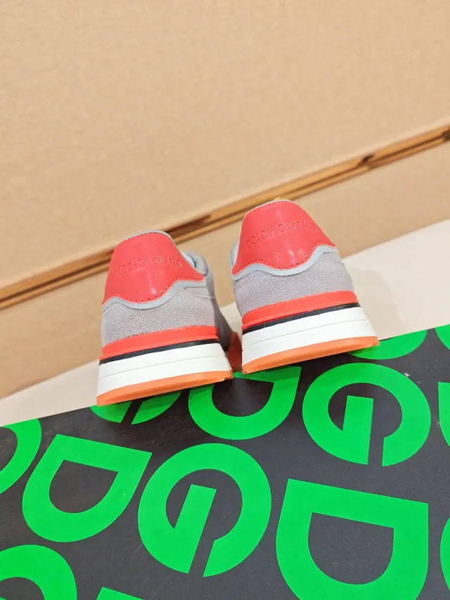 Dolce & Gabbana Lifestyle Sneaker Gray Red Suede Upper Bold Monogram Logo Lifestyle Sneakers