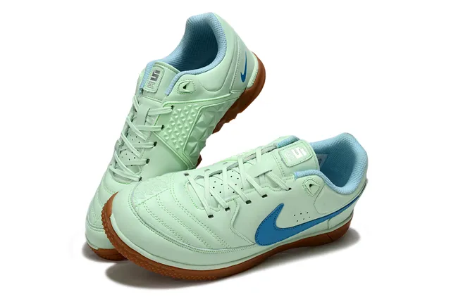 Nike Green Blue Low-Top Leather Upper Indoor Soccer Shoes