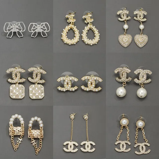 Chanel CC Logo Pearl and Crystal Earrings