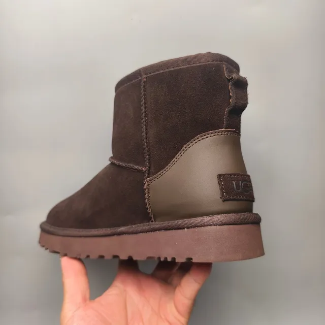 UGG Brown White Suede Upper Shearling-Lined Snow Boots