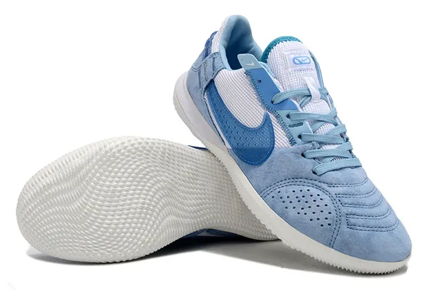 Nike Gato Blue White Low-Top Suede-Mesh Hybrid Upper Indoor Soccer Shoes
