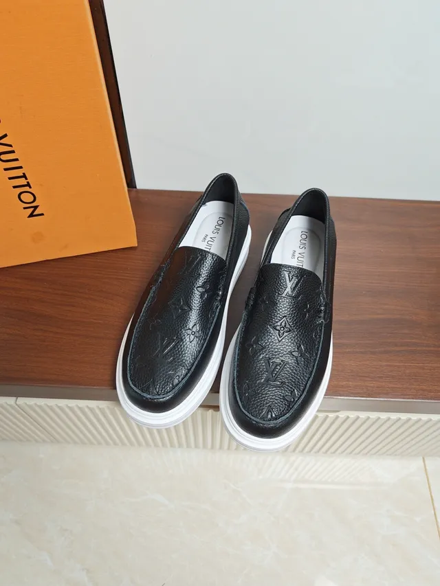 Louis Vuitton Run Away Black Monogram Leather Platform Loafers