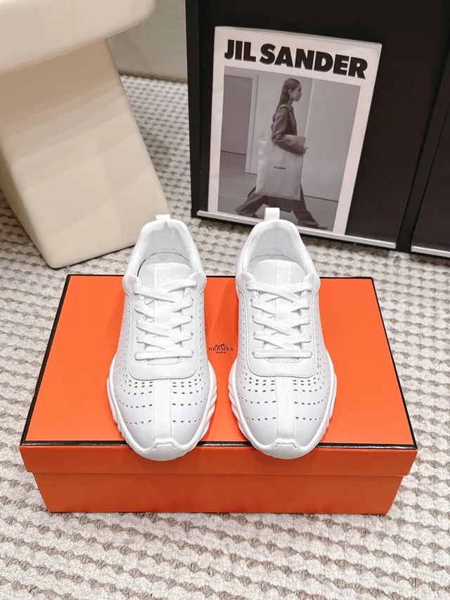 Jil Sander Perforated Leather White Lifestyle Sneakers