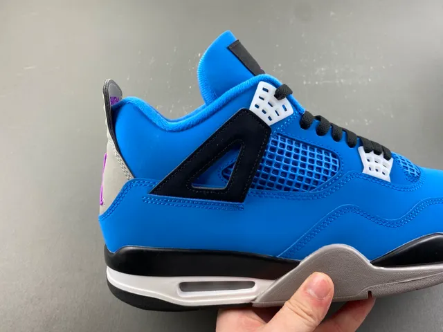 Air Jordan 4 Bright Blue Black Gray Basketball Shoes