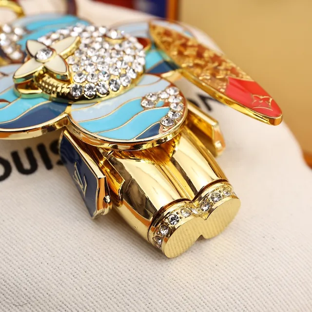 Louis Vuitton Blue Gold Enamel Flower Motif Crystal Pavé Center Handbag