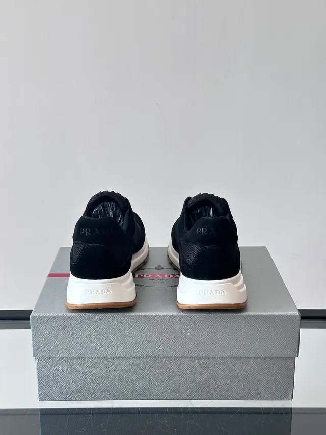 Prada Cloudbust Black Suede and Mesh Chunky Sneakers