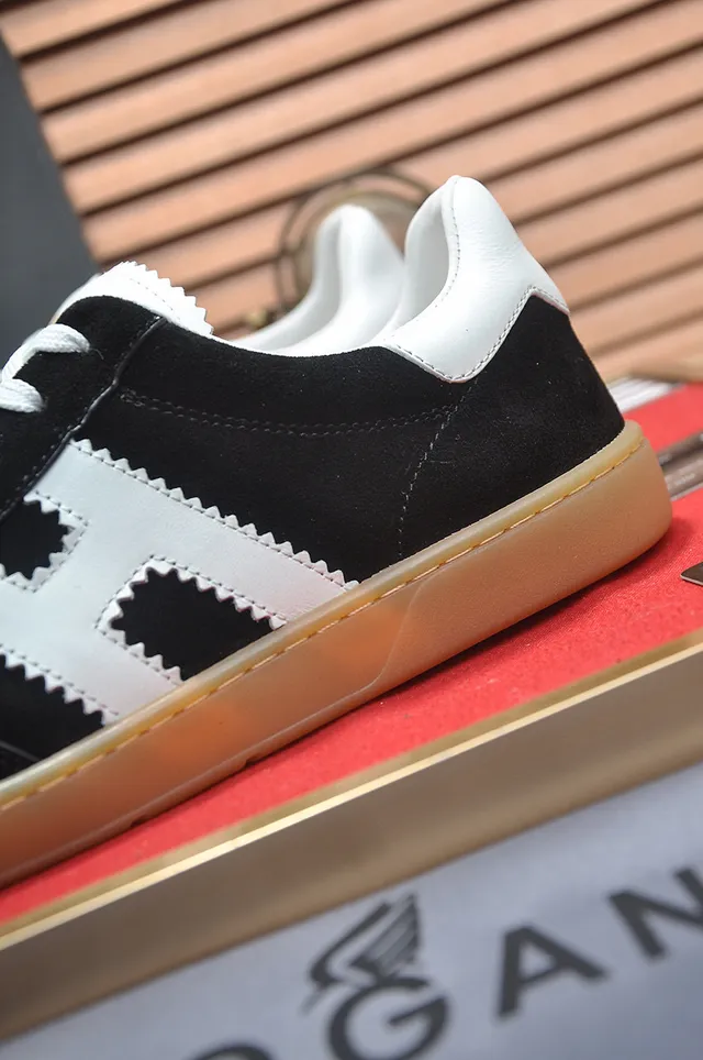 Hogan Black White Suede Upper Gum Sole Lifestyle Sneakers