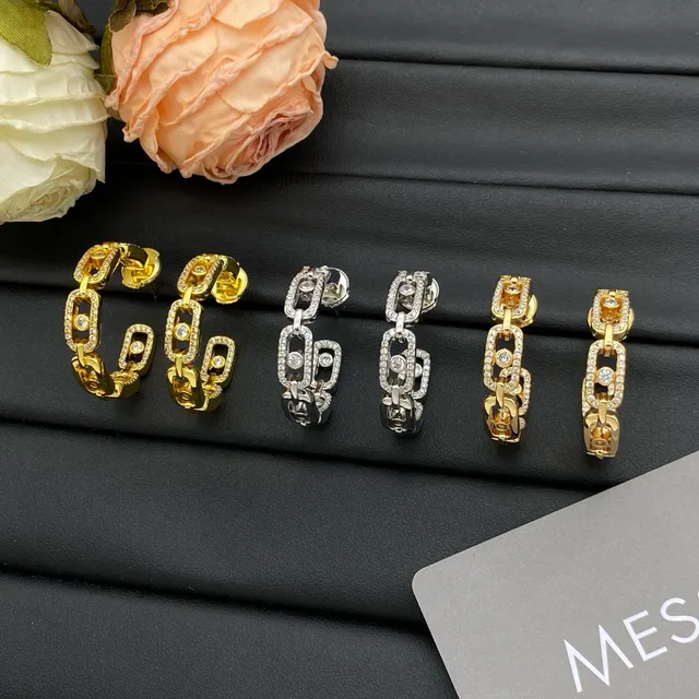 Messika Gold Silver Rectangular Frame Pavé Diamond Halo Earrings