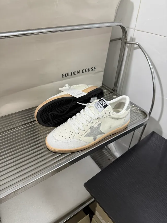 Golden Goose Ball Star Off-White Glitter Star Lifestyle Sneakers