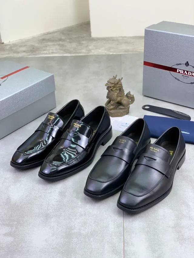 Prada Penny Strap Loafer Black Leather Loafers