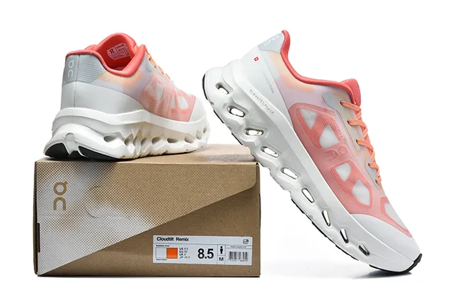 On Black White Engineered Mesh Upper Open Hexagonal CloudTec Pods Running Shoes