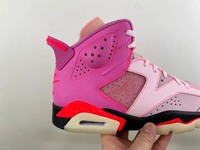 Air Jordan 6 Pink and Red High-Top Basketball Shoes