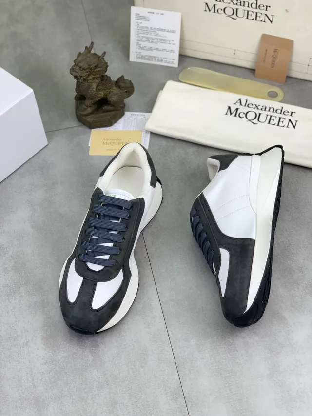 Alexander McQueen Oversized Sneaker White and Black Suede Lifestyle Sneakers
