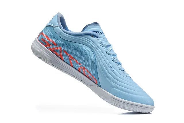 Nike Blue Orange Low-Top Textured Wave-Pattern Upper Indoor Soccer Shoes
