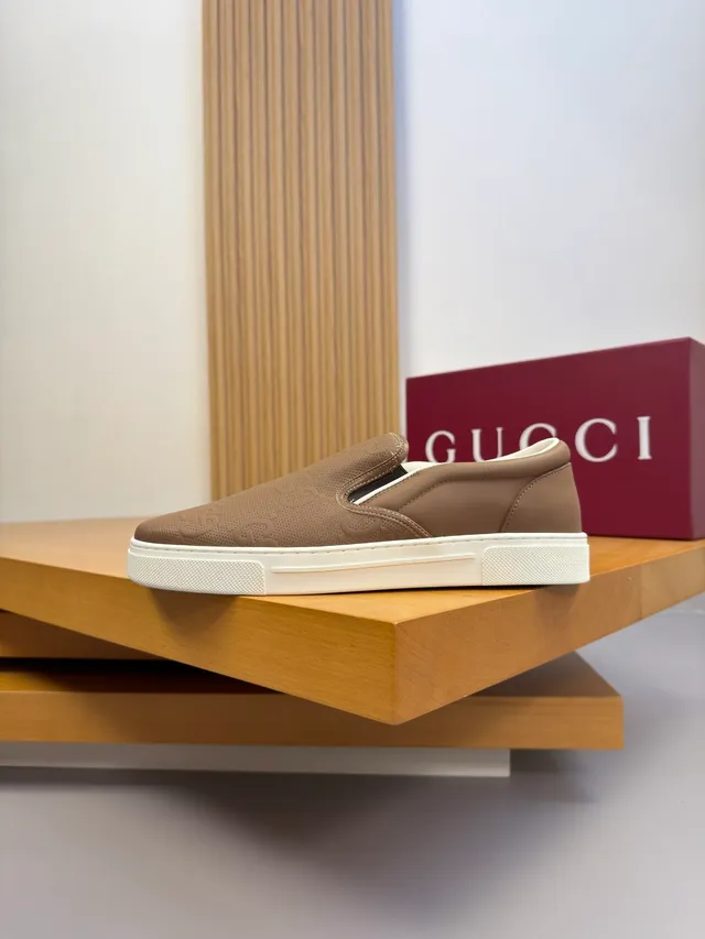 Gucci Ace Slip-On Brown GG Monogram Leather Loafers