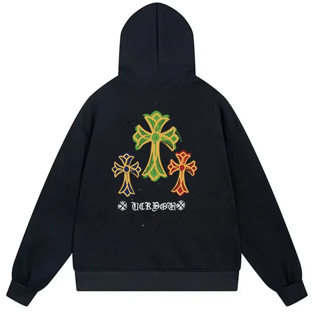 White Oversized Graphic Cross Print Hoodie