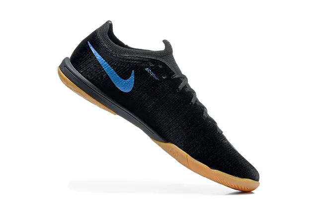 Nike Black Blue Knit Upper Gum Rubber Outsole Indoor Soccer Shoes