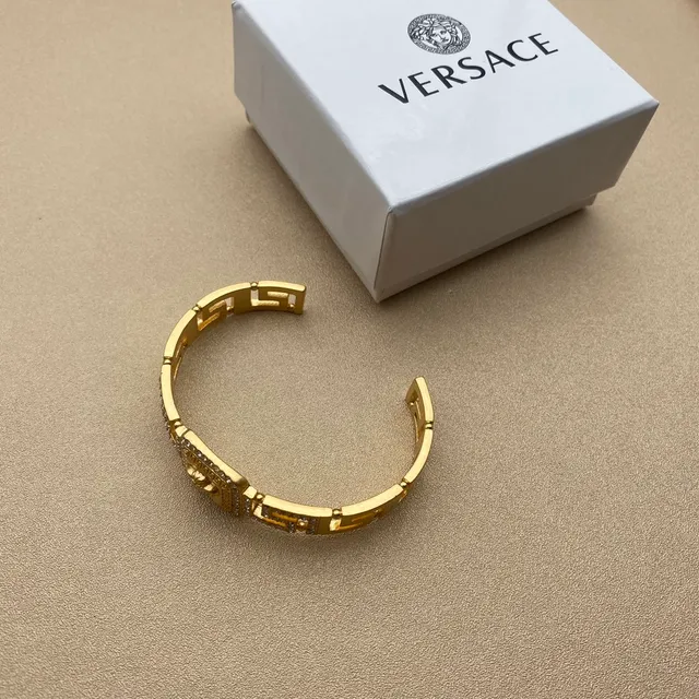 Versace Greca Odissea Crystal-Pavé Medusa Cuff Bracelet