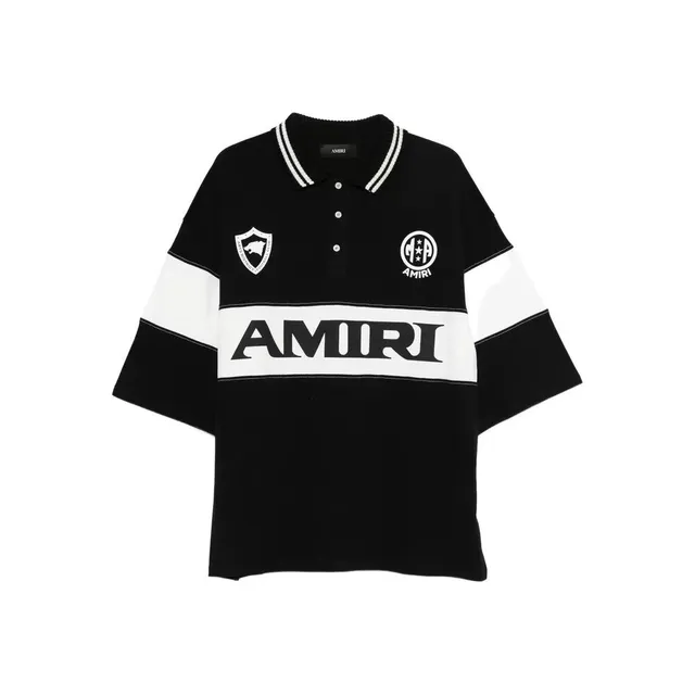 Amiri Color-Blocked Football-Inspired Logo Polo Shirt