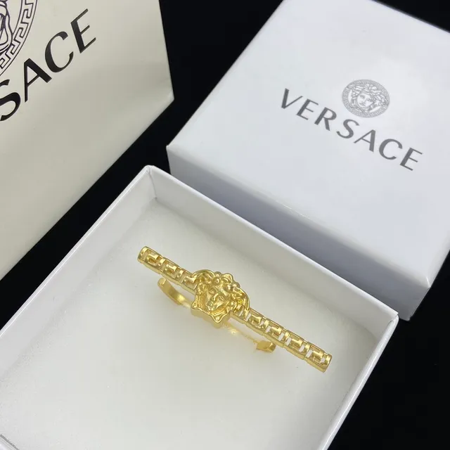 Versace Medusa Head Silver Gold Motif Segmented Bar Design Earrings