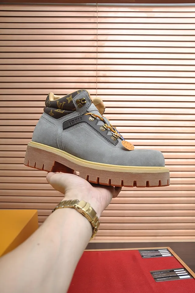 Louis Vuitton Trail Gray Suede and Monogram Work Boots