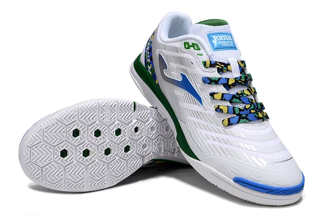 Joma Indoor Soccer Shoes White Blue Low-Top Synthetic Upper Sneakers