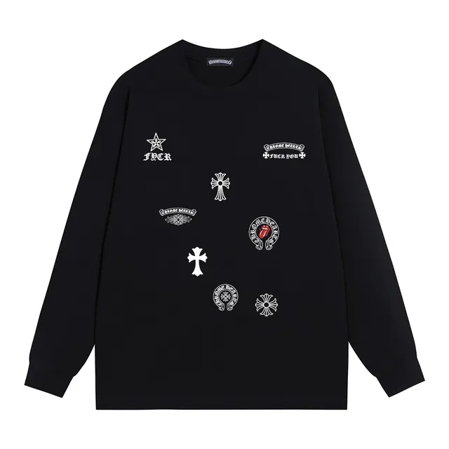 Chrome Hearts Multi-Logo Embroidered Black Crewneck Sweater
