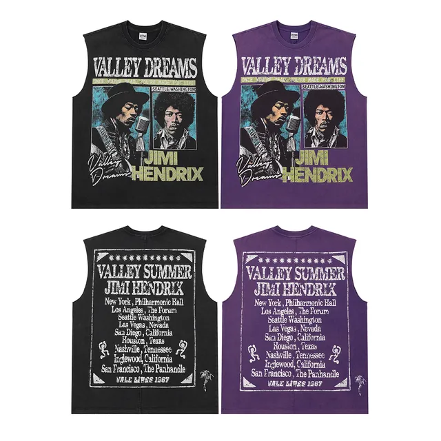 Purple and Black Jimi Hendrix Graphic Vest Top