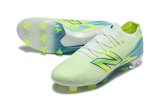 New Balance Furon Yellow Blue Knit Upper Translucent Sole Firm-Ground Soccer Shoes