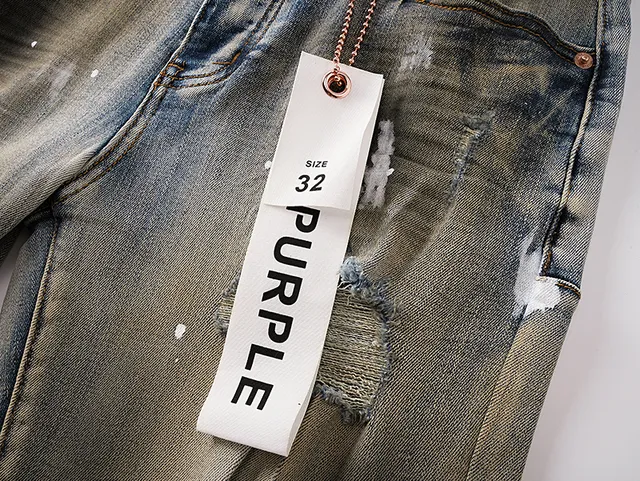 Purple Brand Distressed Paint-Splattered Bleach-Wash Slim-Fit Jeans
