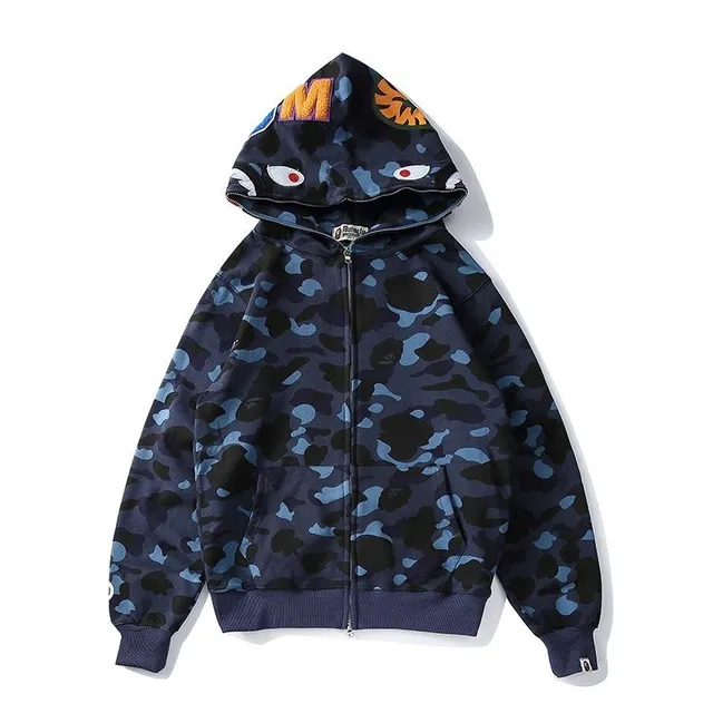 A Bathing Ape ABC Camo Shark Multicolor Full-Zip Front Camouflage Print Hoodie