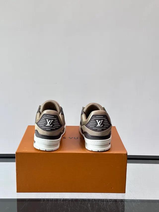 Louis Vuitton Beige Black Monogram Canvas And Suede Branded Strap Lifestyle Sneakers