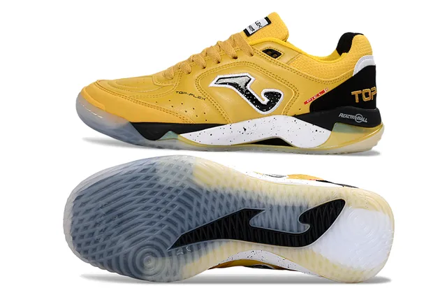 Joma Top-Flex Yellow Black Leather-and-Mesh Upper Sneakers