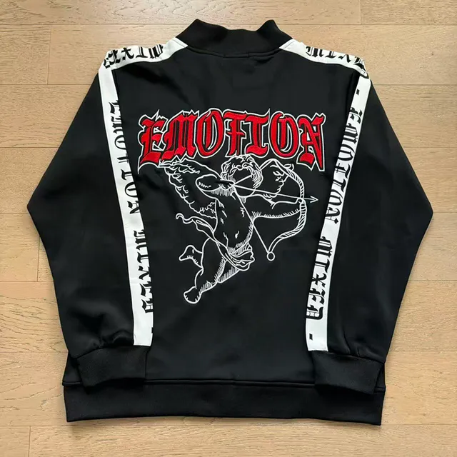 Mixed Emotion Black and White Striped Dragon Logo Tracksuit
