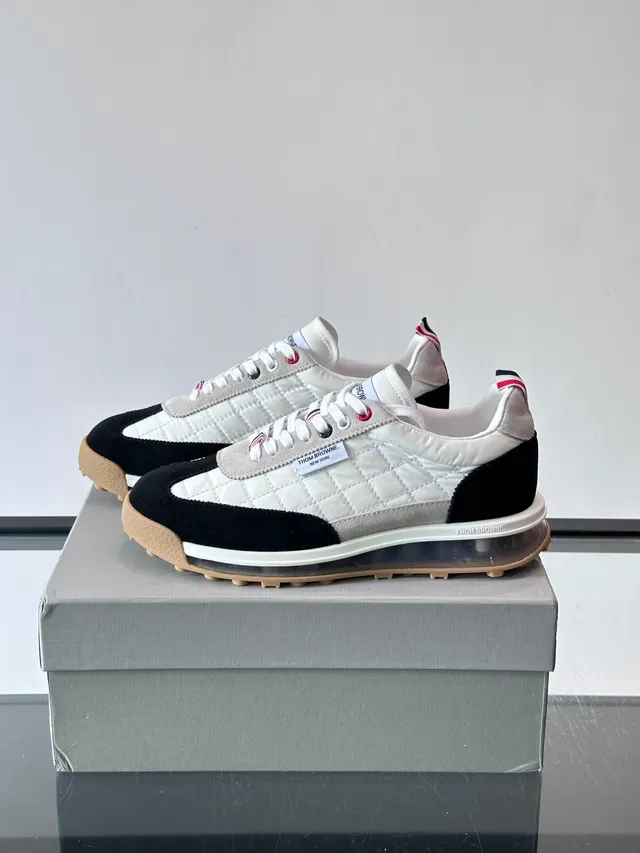 Thom Browne Quilted Diamond-Stitch Black and White Lifestyle Sneakers