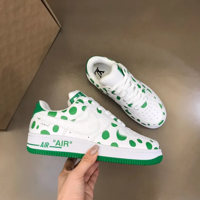 Nike Air Force 1 White Green Polka-Dot Lifestyle Sneakers