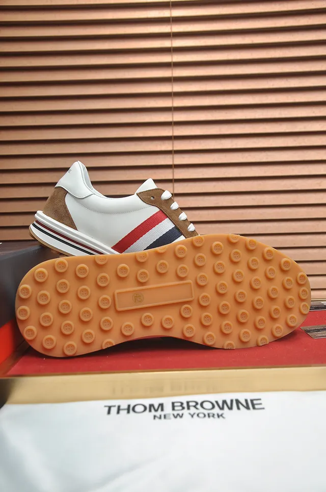Thom Browne Classic Stripe Sneaker White Brown Red Blue Lifestyle Sneakers